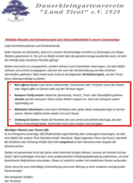 Home anschreiben rattenbefall
