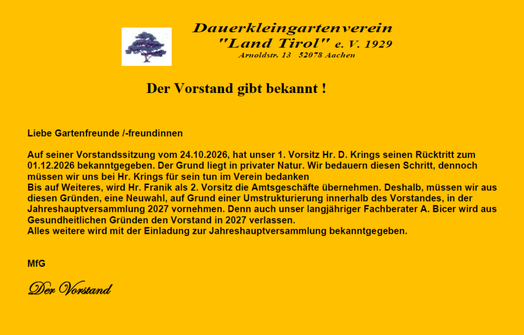 aushang vorstand